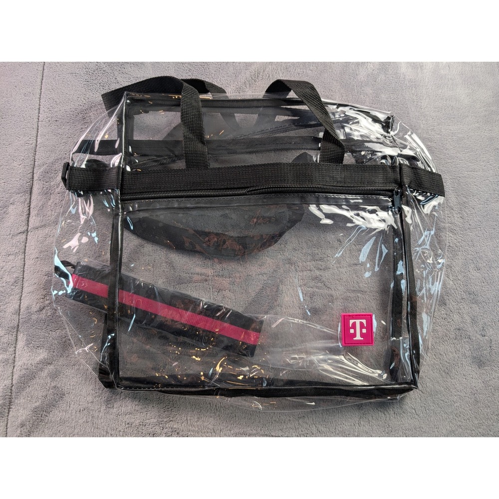 T-Mobile Clear Stadium Tote Bag PVC Travel Messenger Shoulder Bag Pink Black